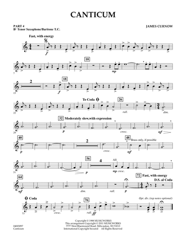Canticum - Pt.4 - Bb Tenor Sax/Bar. T.C.