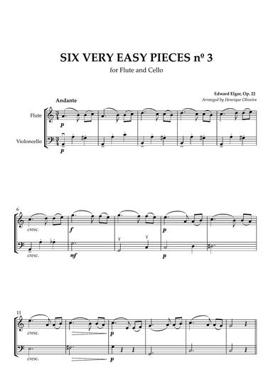 Six Very Easy Pieces nº 3 (Andante) - Flute and Cello