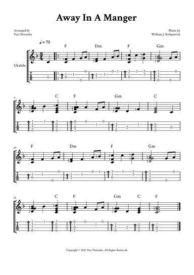 Away In A Manger - For Fingerstyle Ukulele (with TAB)
