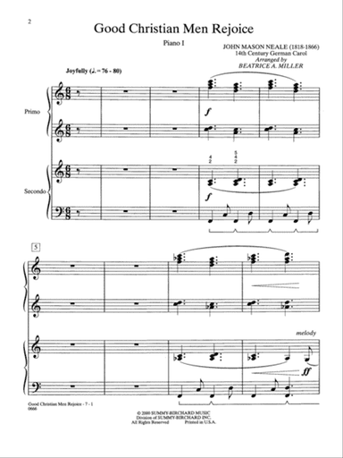 Good Christian Men Rejoice - Piano Quartet (2 Pianos, 8 Hands)
