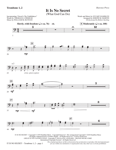 It Is No Secret (What God Can Do) (arr. Joseph M. Martin) - Trombone 1,2
