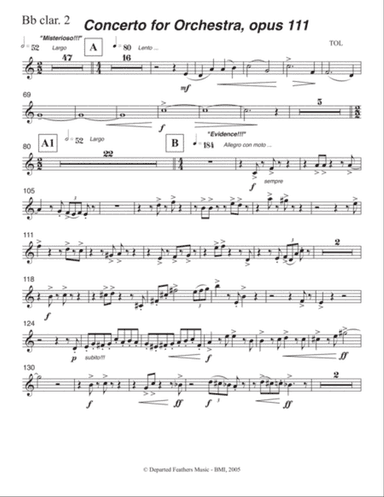 Concerto for Orchestra, opus 111 (2005) Clarinet part 2