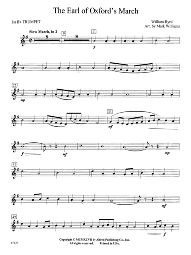 Earl of Oxford's March: 1st B-flat Trumpet