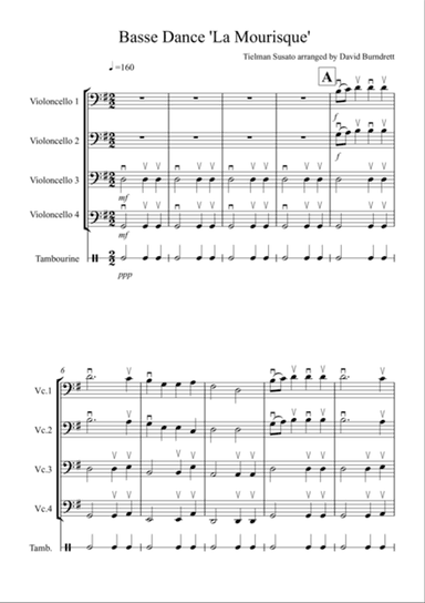 Basse Dance by Susato for Cello Quartet