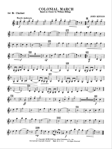 Colonial March (Based on Chester): 1st B-flat Clarinet