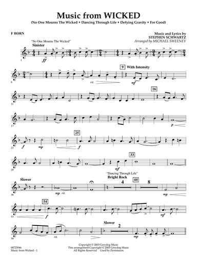 Music from Wicked (arr. Michael Sweeney) - F Horn