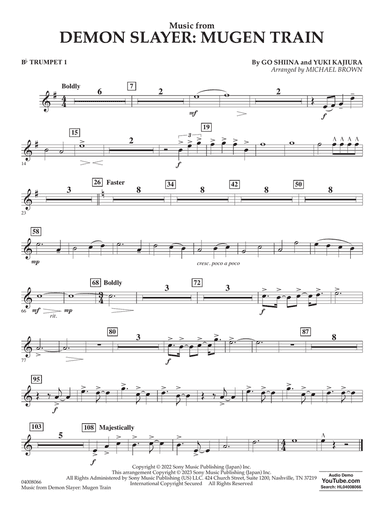 Music from Demon Slayer: Mugen Train (arr. Michael Brown) - Bb Trumpet 1
