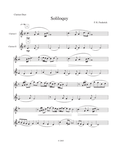 Soliloquy (Clarinet Duet)