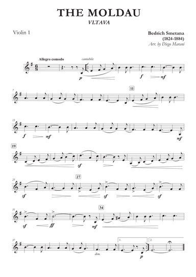 The Moldau for Two Violins and Piano