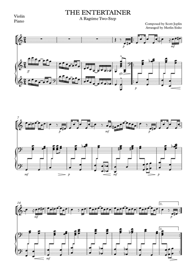 The Entertainer - Scott Joplin - Violin and piano