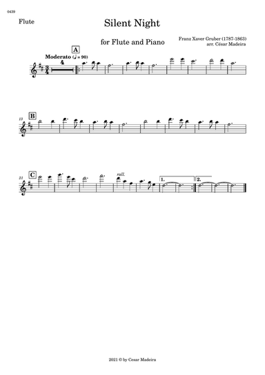Silent Night - Flute and Piano (Individual Parts)