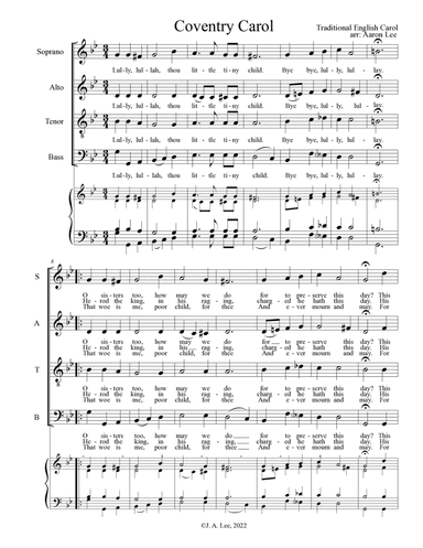 Coventry Carol (for SATB choir, a cappella)