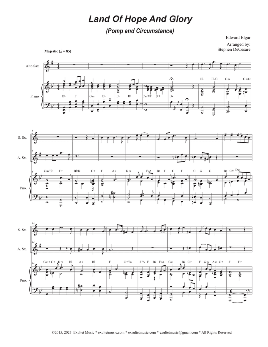 Land Of Hope And Glory (Pomp and Circumstance) (Duet for Soprano and Alto Saxophone)