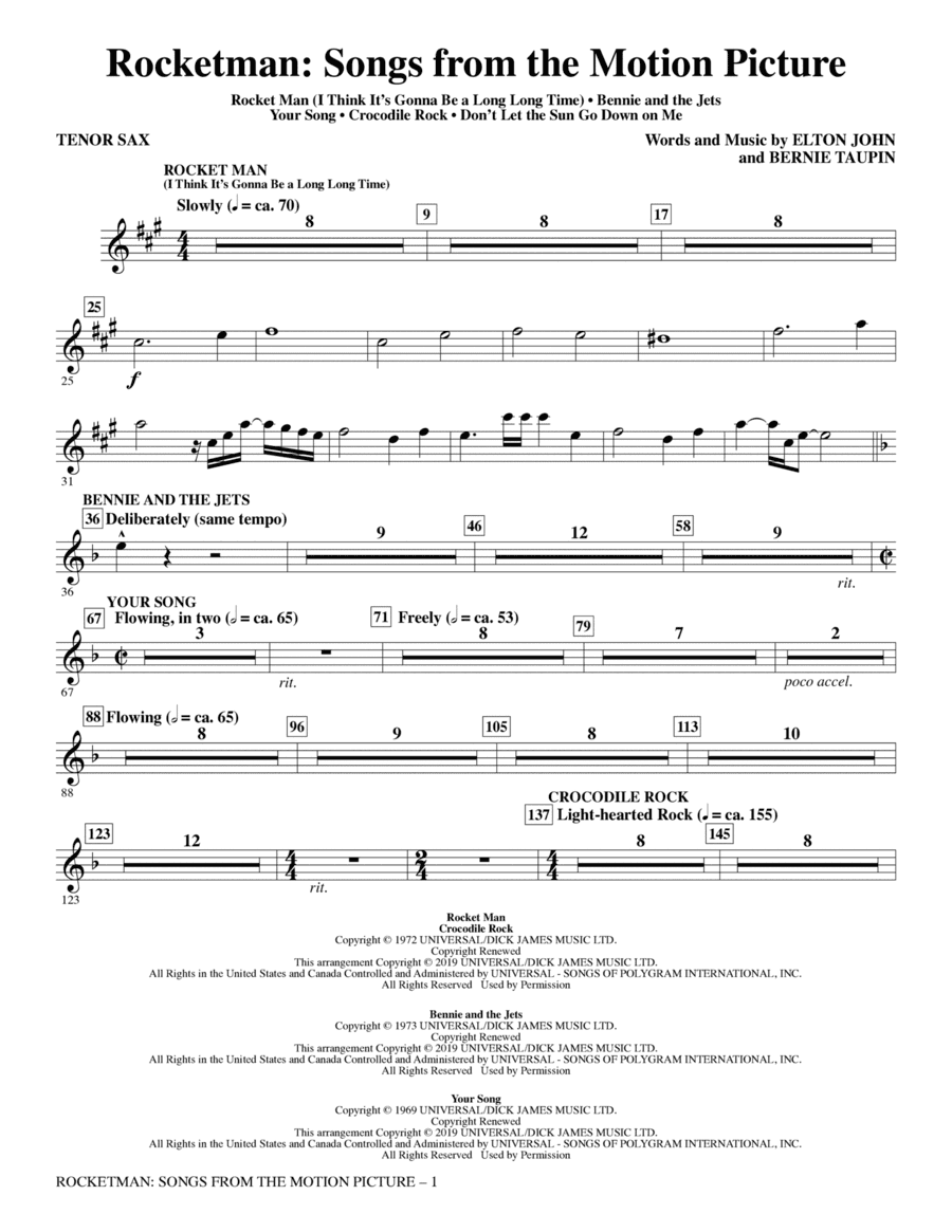 Rocketman: Songs from the Motion Picture (arr. Mac Huff) - Tenor Saxophone