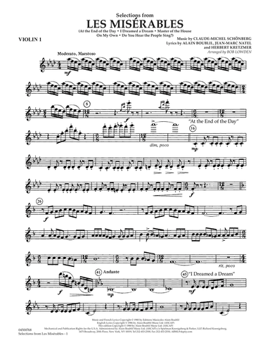 Selections from Les Miserables (arr. Bob Lowden) - Violin 1