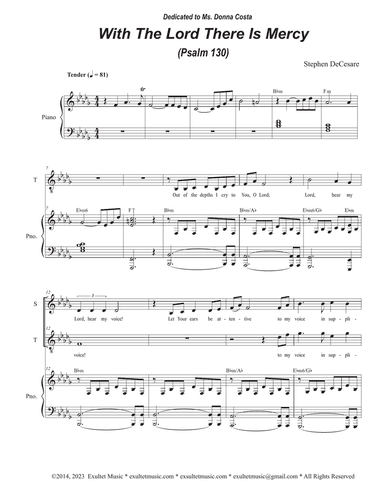 With The Lord There Is Mercy (Psalm 130) (Duet for Soprano and Tenor solo)