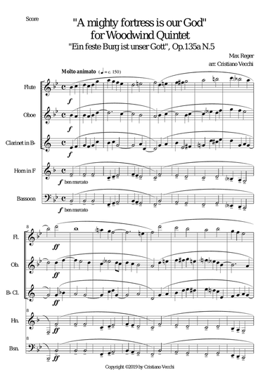 "A mighty fortress is our God" for Woodwind Quintet