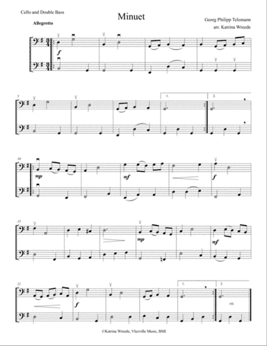 Minuet for Cello and Bass by Telemann