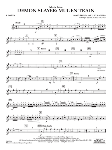 Music from Demon Slayer: Mugen Train (arr. Michael Brown) - F Horn 1