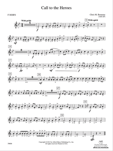 Call to the Heroes: 1st F Horn