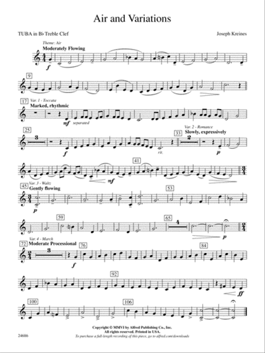 Air and Variations: (wp) B-flat Tuba T.C.