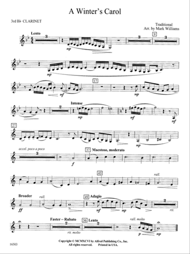 A Winter's Carol: 3rd B-flat Clarinet