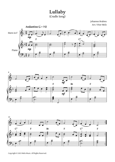 Brahms Lullaby - Horn and Piano
