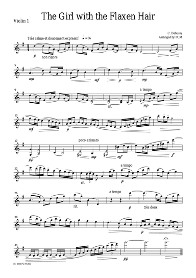 Debussy The Girl with Flaxen Hair, for string quartet, CD001