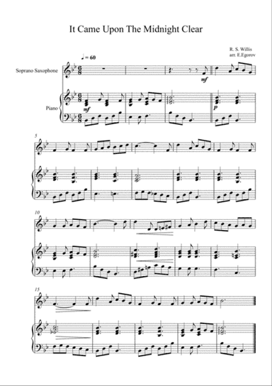It Came Upon The Midnight Clear, Richard Storrs Willis, For Soprano Saxophone & Piano