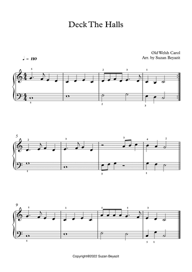 Deck The Halls - Easy Piano Level 1