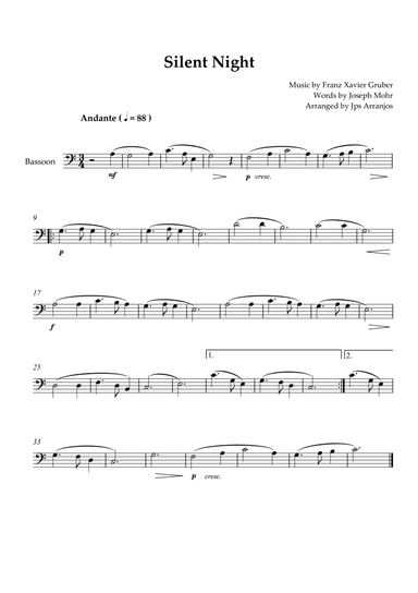 Silent Night For Bassoon Solo