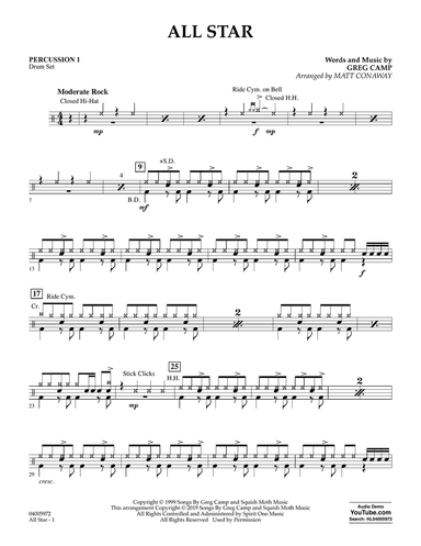 All Star (arr. Matt Conaway) - Percussion 1