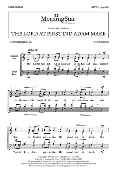 The Lord at First Did Adam Make