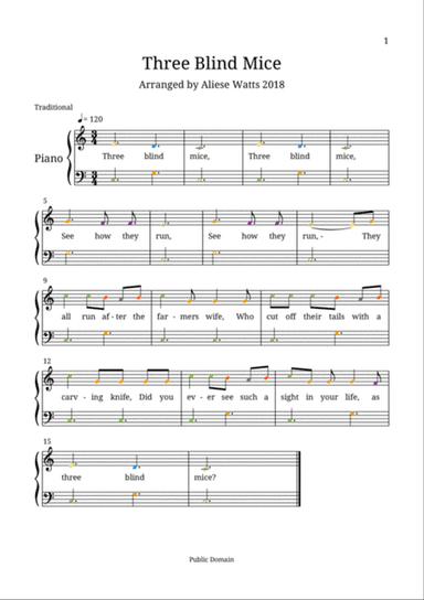 Three Blind Mice (Children's Beginner Piano)