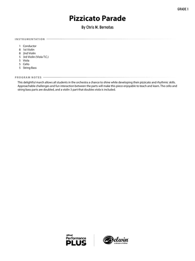 Pizzicato Parade: Score