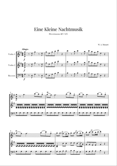 Eine Kleine Nachtmusik for 2 Violins and Bassoon