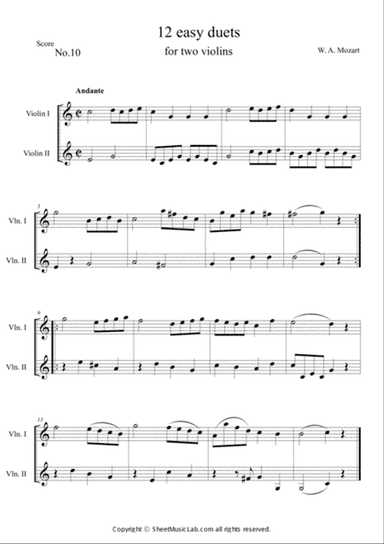 12 Easy Duets For Two Violins No. 10