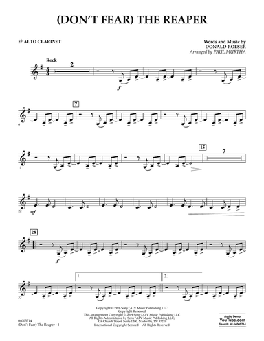 (Don't Fear) The Reaper (arr. Paul Murtha) - Eb Alto Clarinet