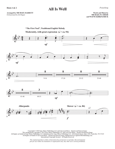 All Is Well (arr. Michael Barrett) - F Horn 1 & 2