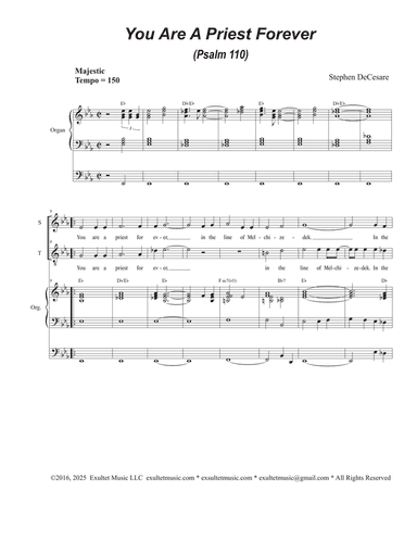 You Are A Priest Forever (Psalm 110) (Duet for Soprano and Tenor solo)