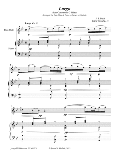Bach: Largo from Concerto BWV 1056 for Bass Flute & Piano