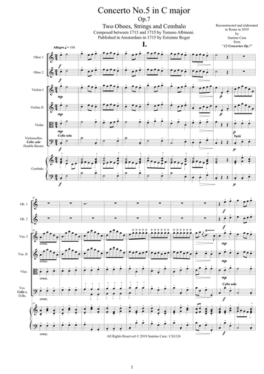 Albinoni - Concerto No.5 in C major Op.7 for Two Oboes, Strings and Cembalo