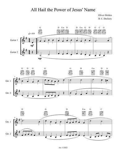 All Hail the Power of Jesus' Name (Guitar Duet or Trio)
