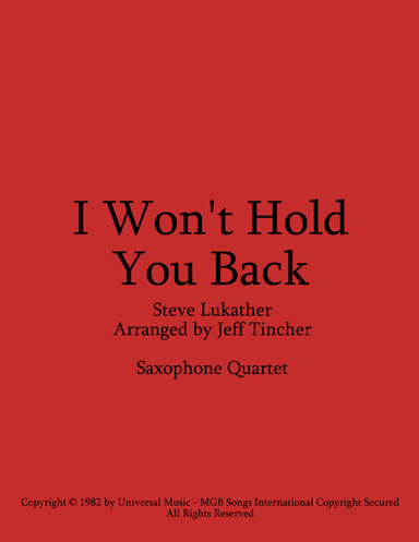 I Won't Hold You Back