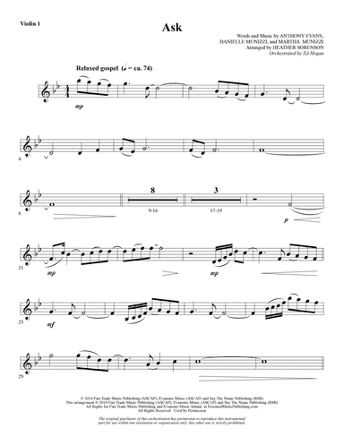 Ask (arr. Heather Sorenson) - Violin 1