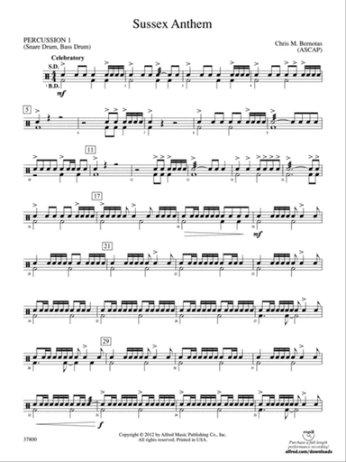 Sussex Anthem: 1st Percussion