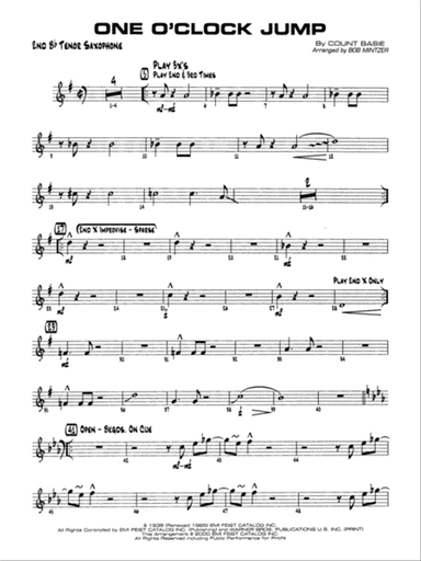 One O'Clock Jump: 2nd B-flat Tenor Saxophone