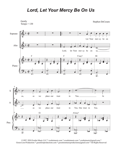 Lord, Let Your Mercy Be On Us (Duet for Soprano and Alto solo)