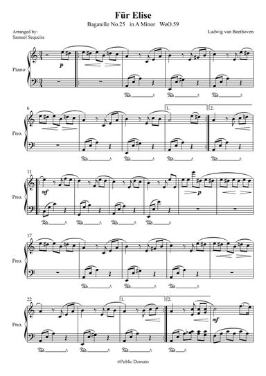 Für Elise (For Elise) - For Piano