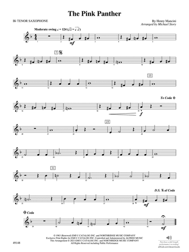 The Pink Panther: B-flat Tenor Saxophone